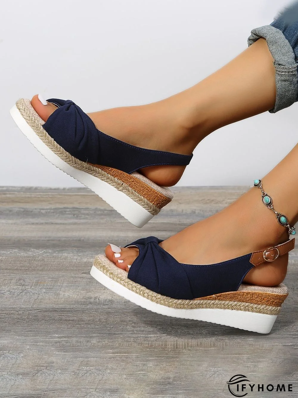 Bow Weave Fish Mouth Wedge Sandals | IFYHOME
