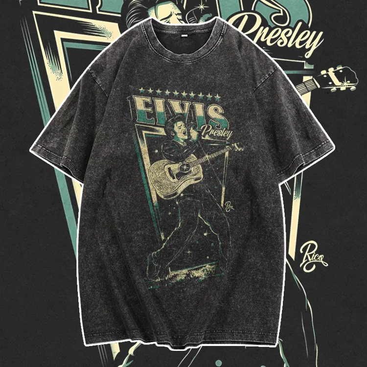 Davidhawaii100% Cotton Casual Men's Vintage Rock Band Street T-Shirt - 100% Cotton