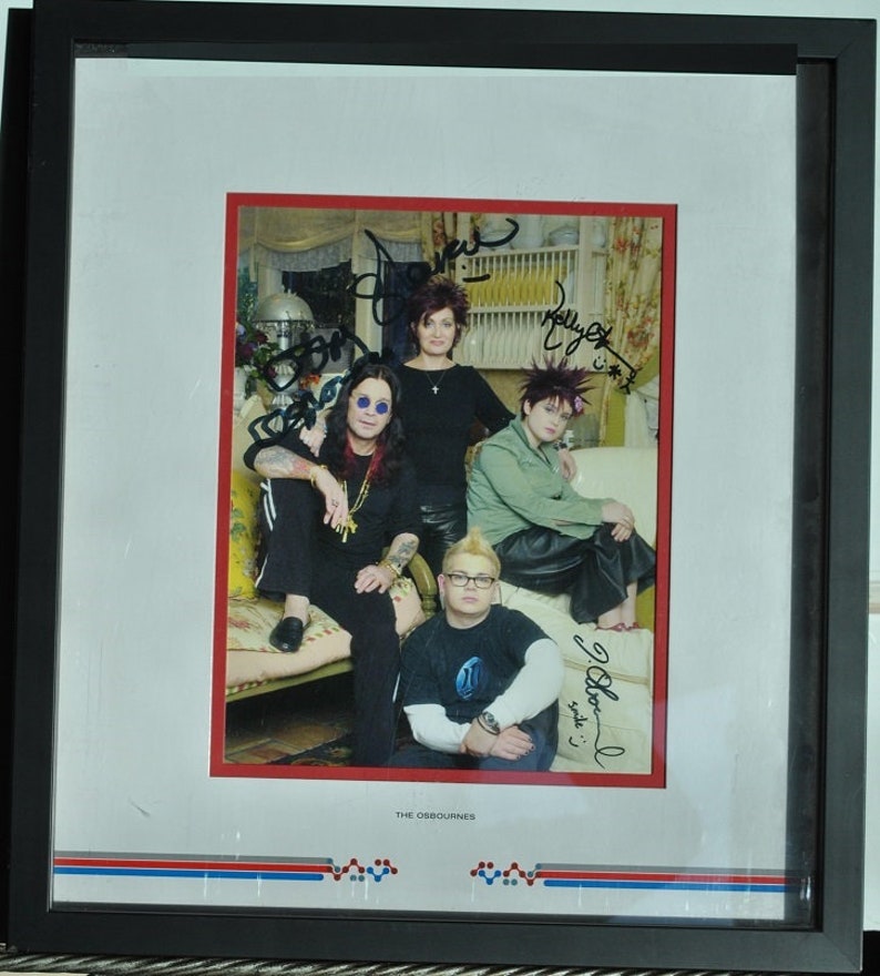 THE OSBOURNES SIGNED Framed Photo Poster painting Ozzy, Sharon, Jack, Kelly 16x 18 wcoa