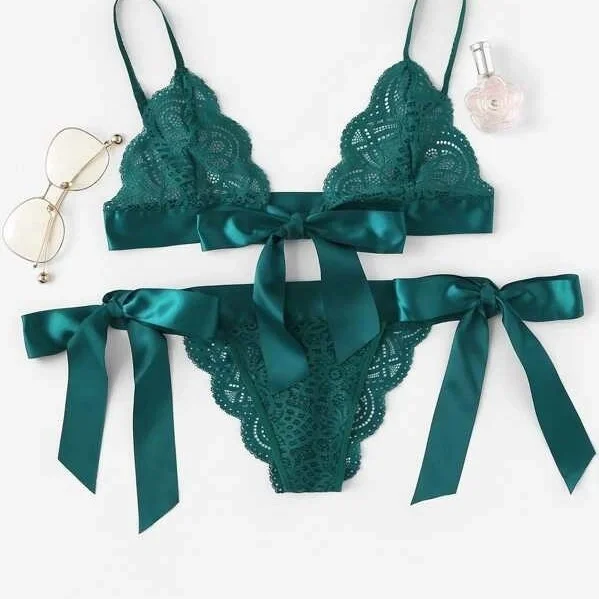 Uveng New Sex Underwear Sexy Women's Three-Point Big Bow