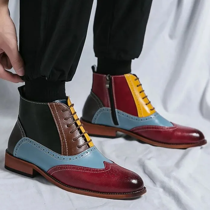 Men's Colorful Stylish Zipper Ankle Boots