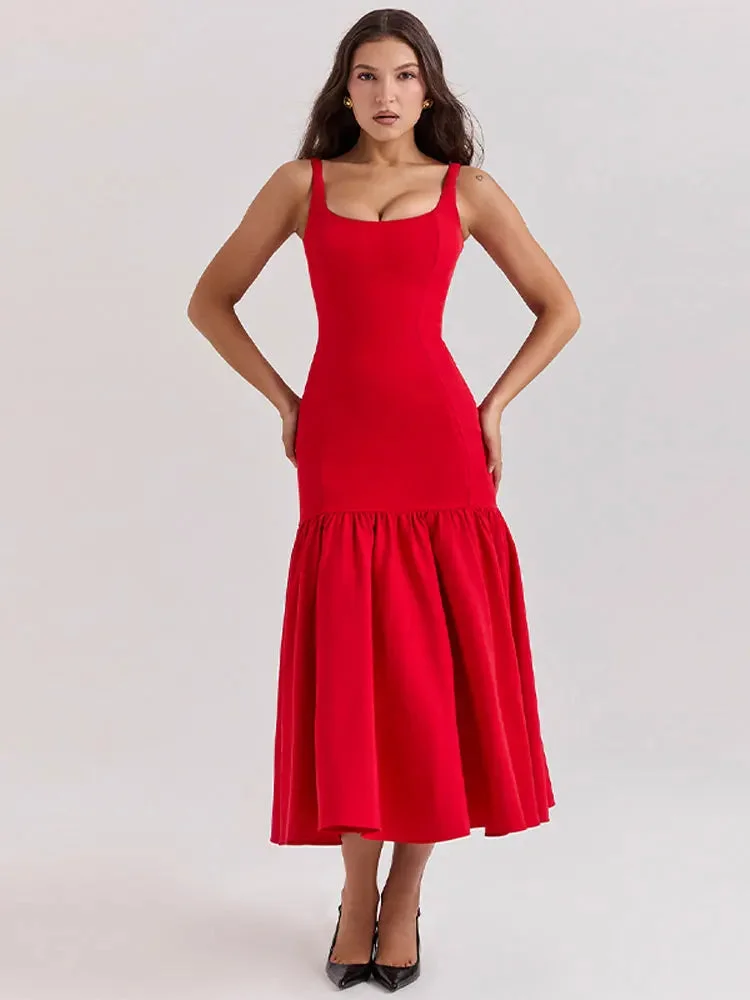 Toloer Strappy Pleated Midi Dress-Outfit Ideas