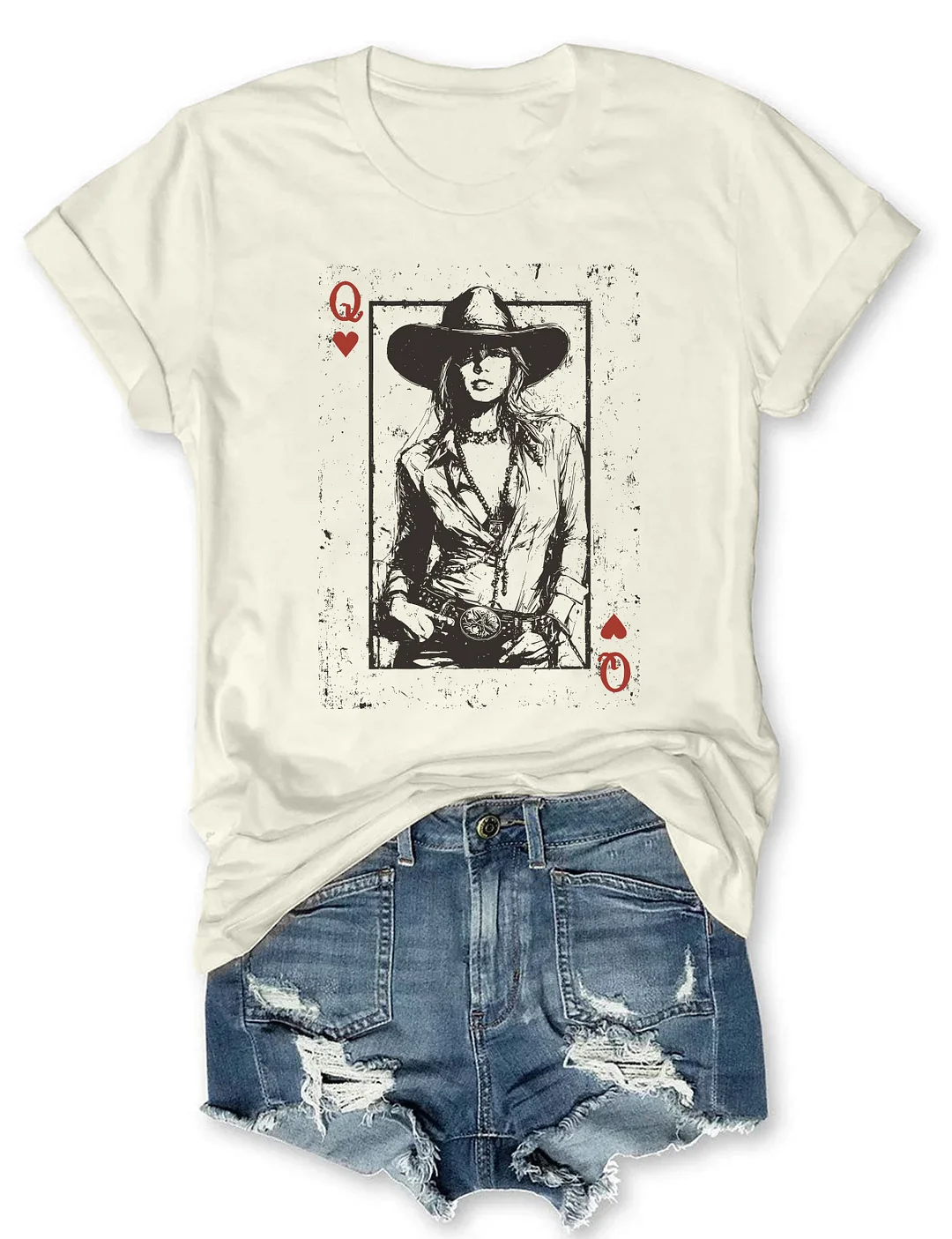 Cowgirl Queen Of Hearts Card T-shirt