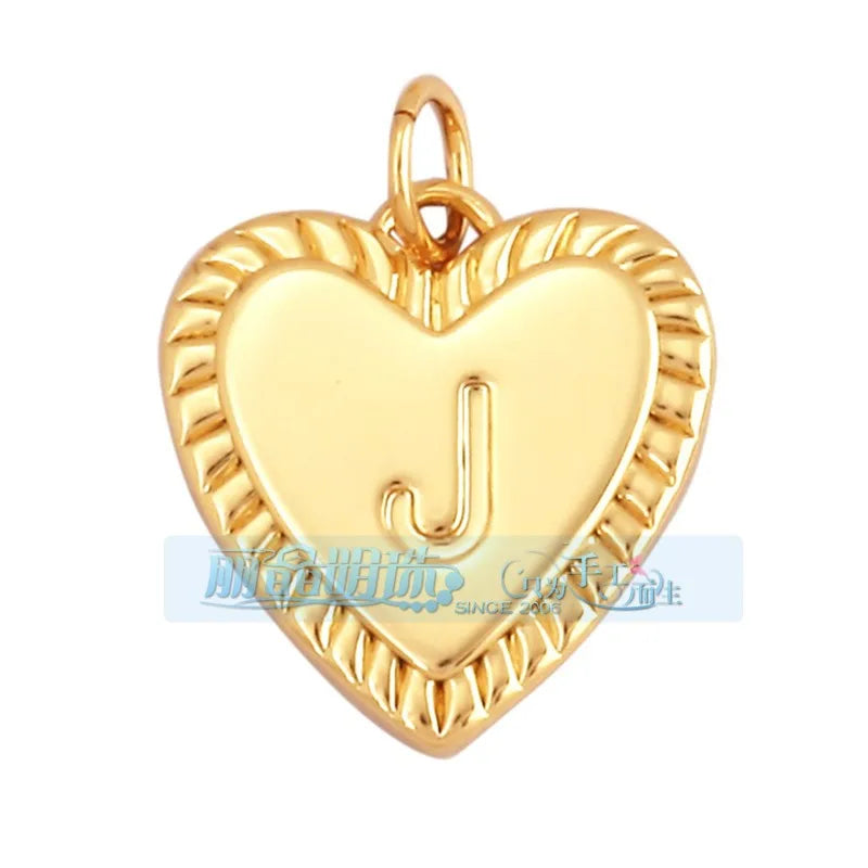 1 Piece 15 * 19mm Hole 5~5.9mm Copper Zircon Letter Heart Shape Pendant Jewelry Accessories