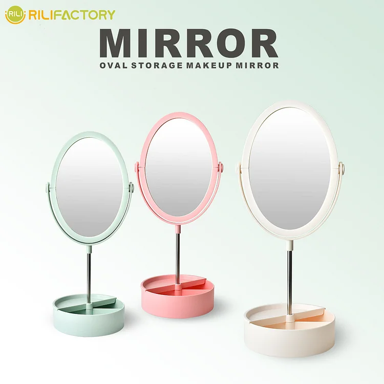 Oval Storage Makeup Mirror Rilifactory