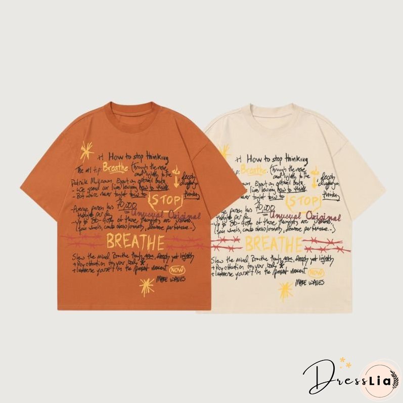 Casual Letter Print Tees