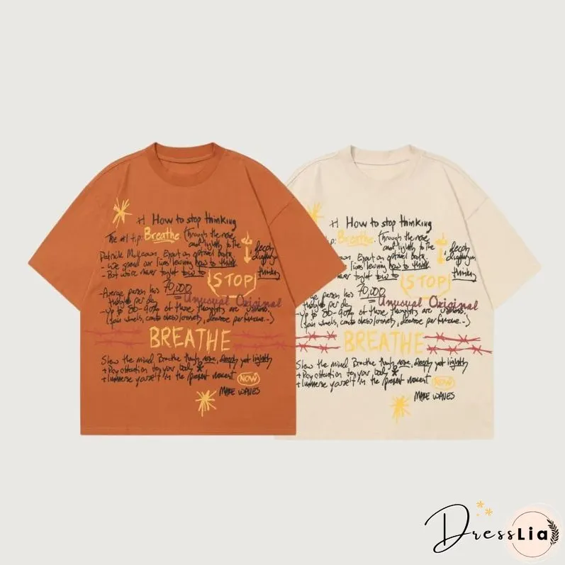 Casual Letter Print Tees