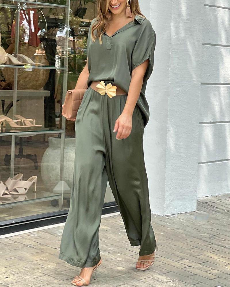 Casual solid color two-piece suit