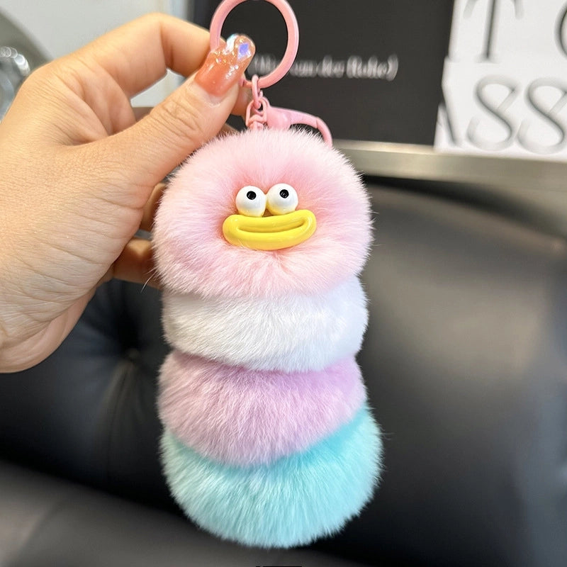 Cute Caterpillar Plush Unisex Bag Pendant Keychain