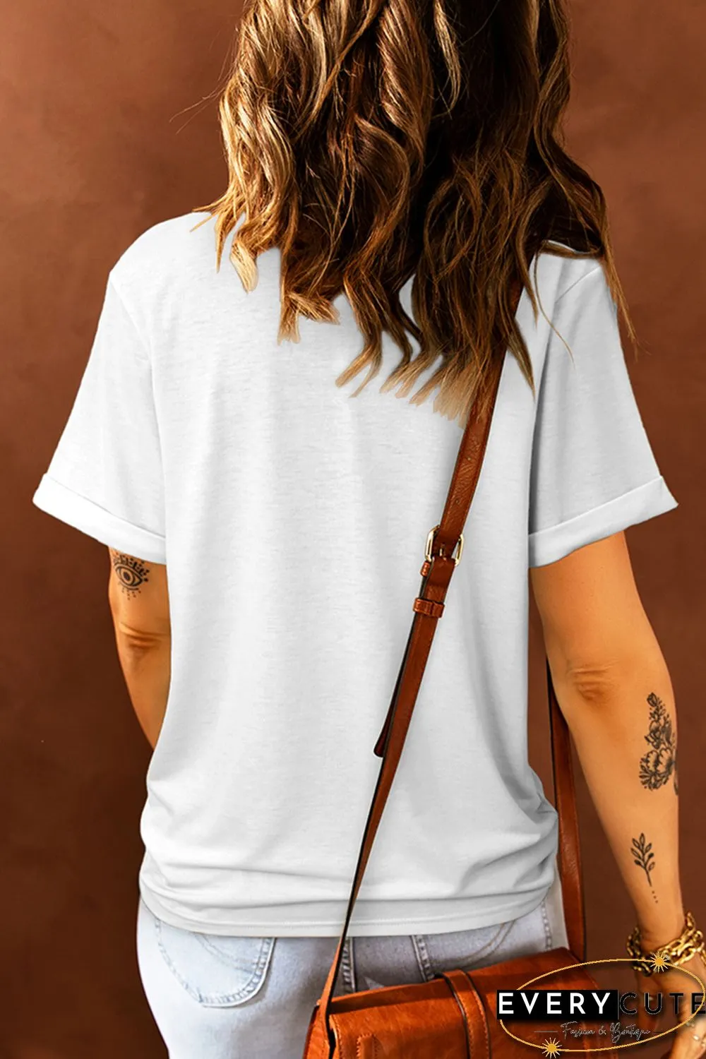 White Letters Printed Short Sleeve Graphic T Shirt