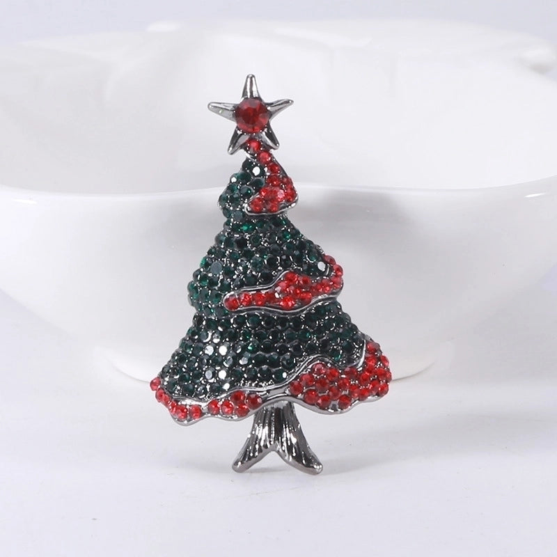 Fashion Pin Christmas Tree Alloy Inlay Rhinestones Women’S Brooches