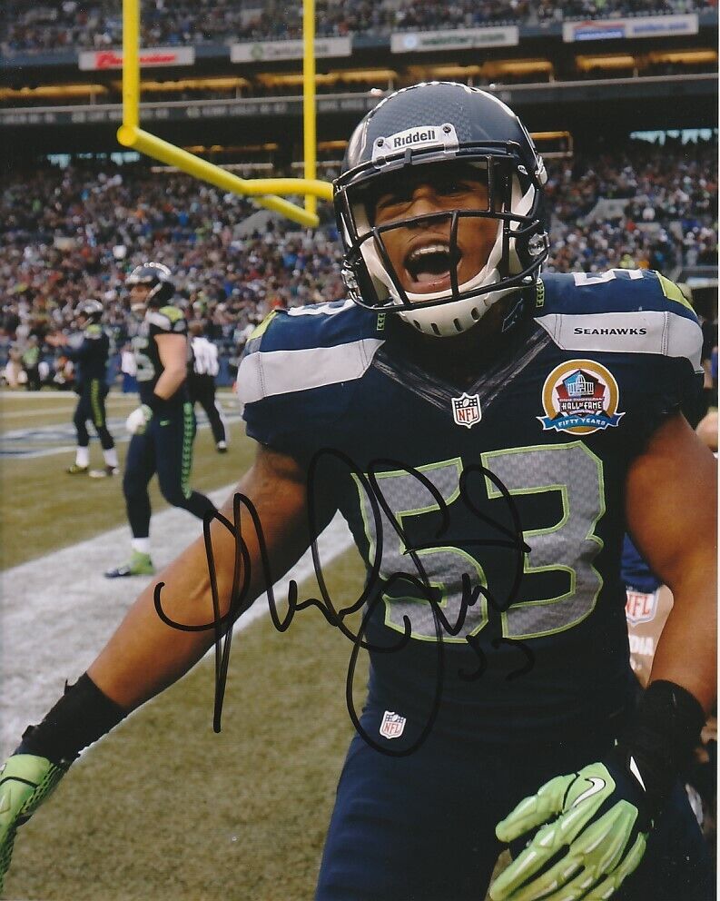 MALCOLM SMITH SIGNED SEATTLE SEAHAWKS FOOTBALL 8x10 Photo Poster painting #3 NFL SUPER BOWL MVP