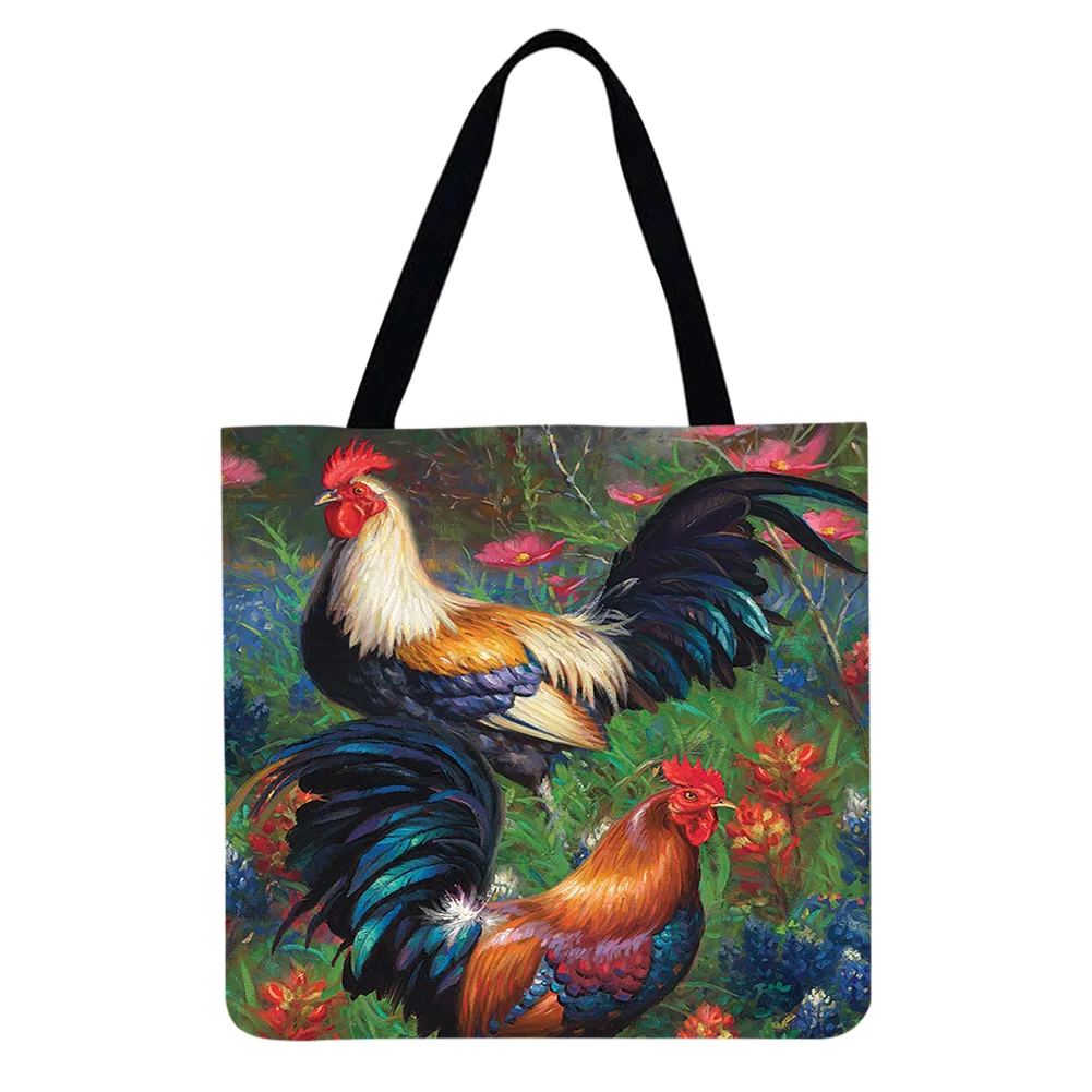 Linen tote bag-Chickens