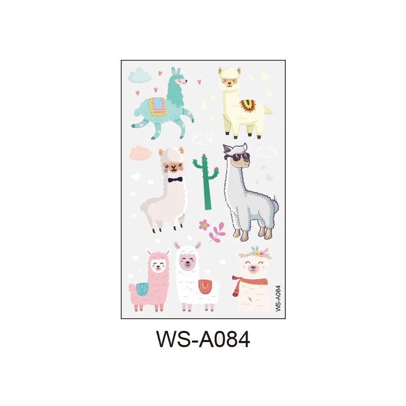 Alpaca Tattoo Stickers Fake Tattoos Paste on Face Arm Leg for Cute Kids Body Art Sticker