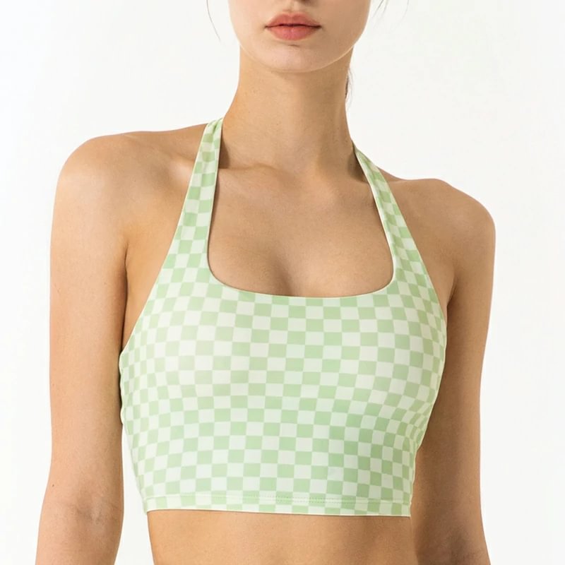 Hergymclothing checkered sports bra of high quality
