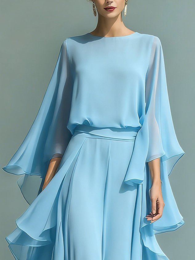 Elegant Plain Crew Neck Blouse mysite idetrend