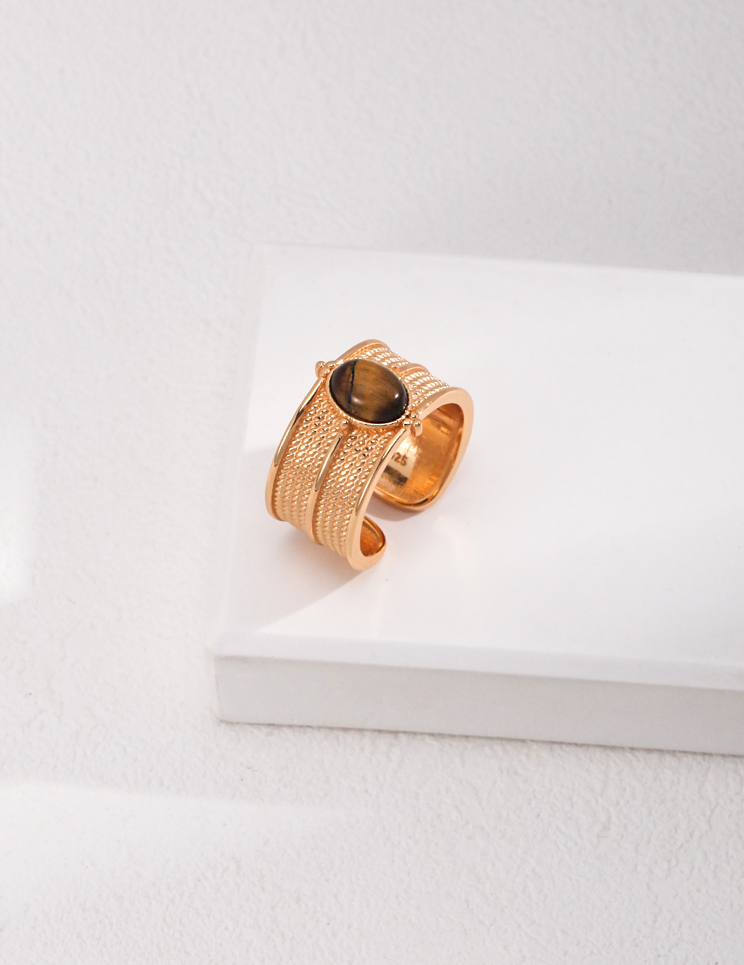 Tiger Eye Adjustable Ring