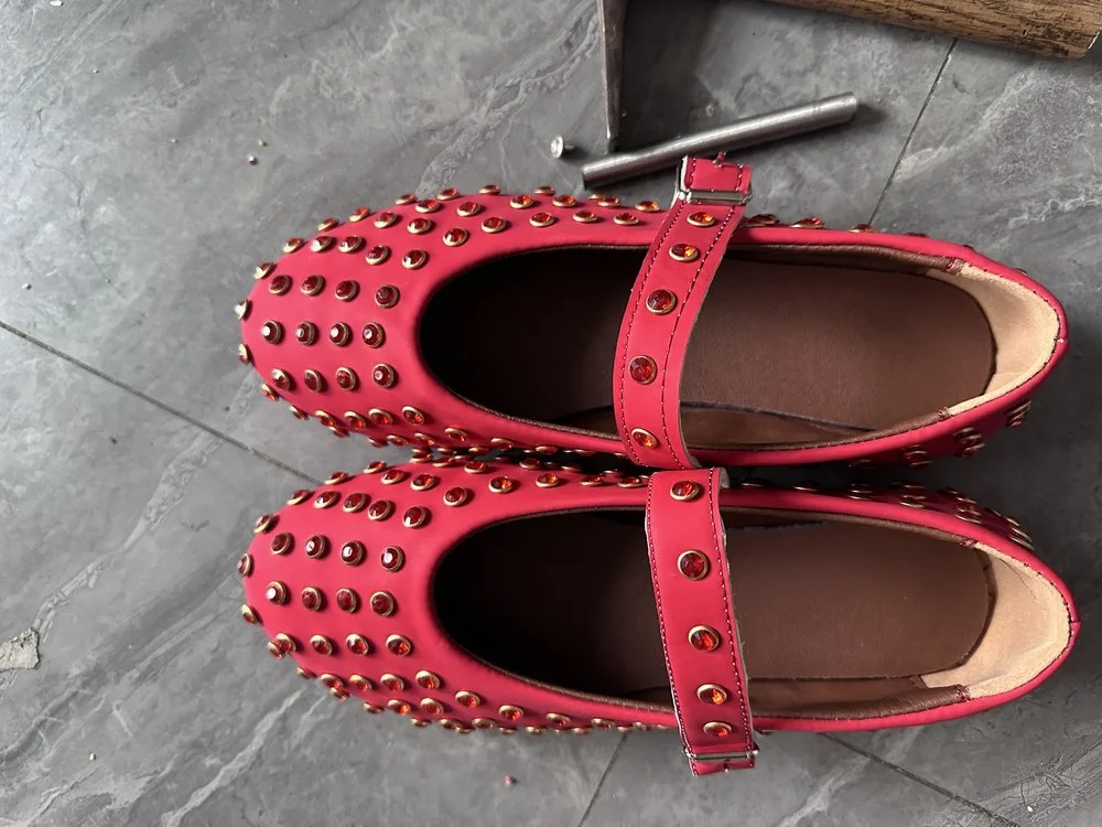 Yyvonne Drill 43 Large Size Water Drill Rivet Single Shoe Belt Buckle Round Head Flat-Bottom Fashion Casual Mary Precious Shoes Women Autumn