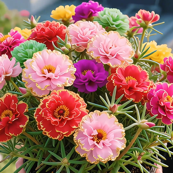 🌹Gold-Edged Double Mixed-Color Moss Rose—2025 Latest Variety