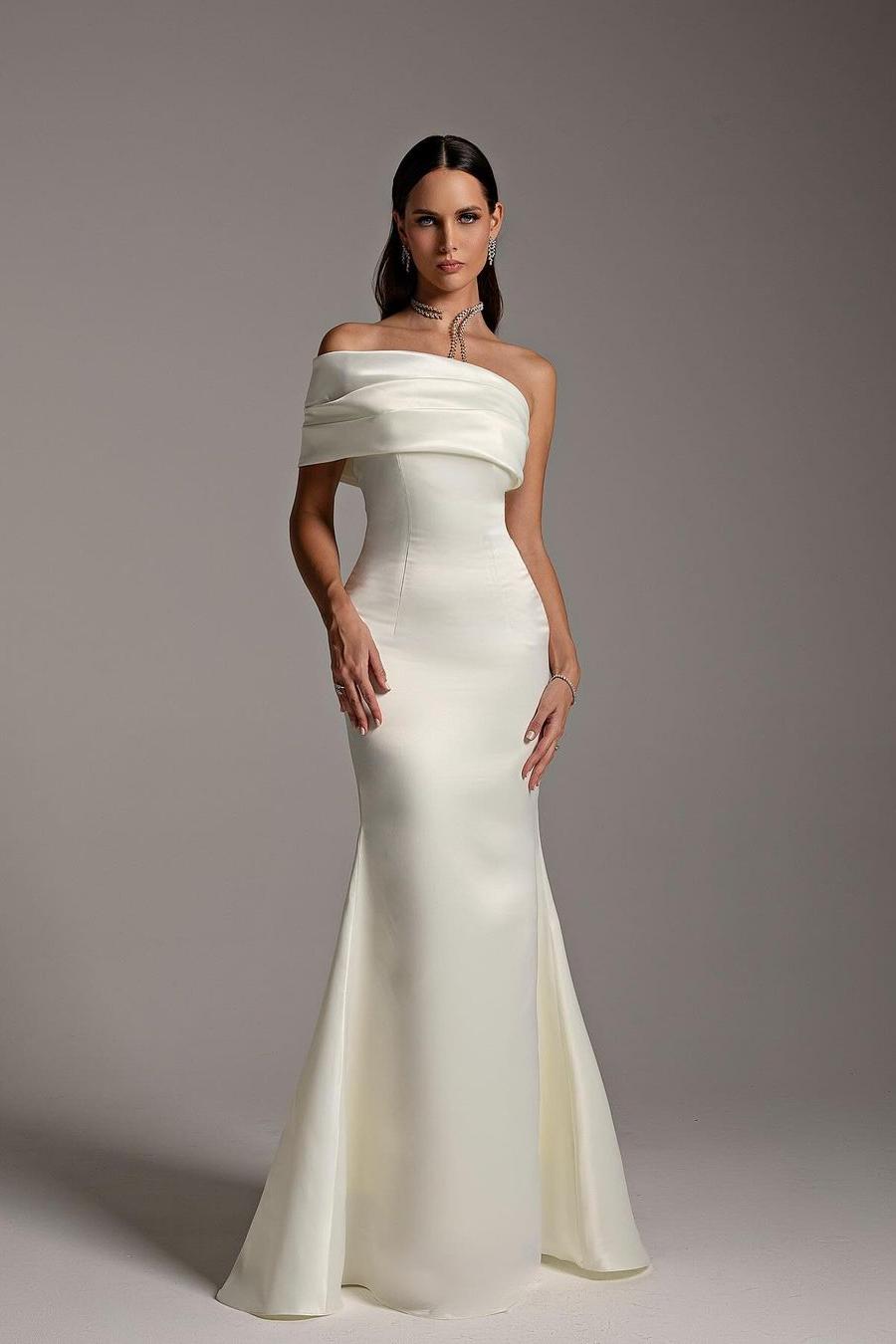 Lvs&Broner One Shoulder Sleeveless Mermaid Long Prom Dress With Ruffles