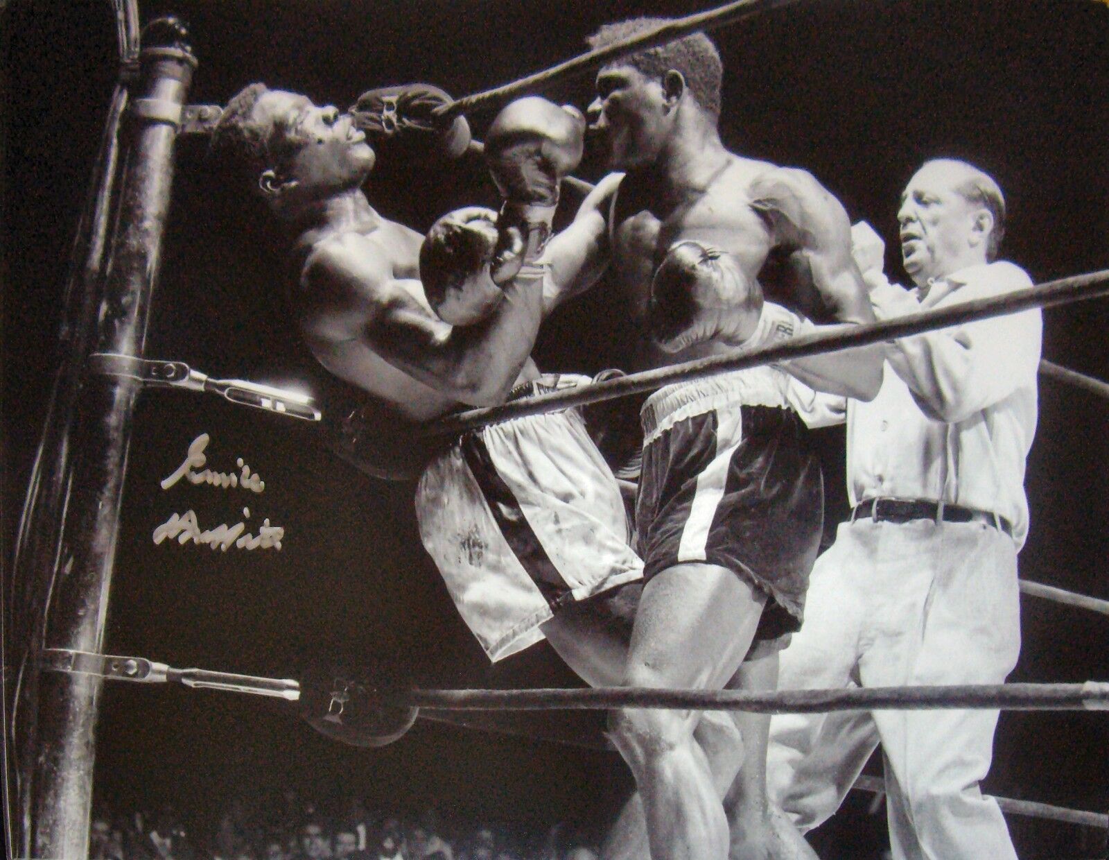 EMILE GRIFFITH WORLD CHAMPION SIGNED 16x12 BOXING Photo Poster painting v BENNY PARET COA PROOF