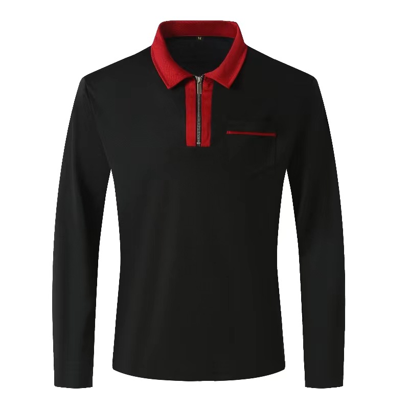 Mature Men Autumn Polo Shirts Tops Casual Shirts Cotton Sports Golf Tennis T-Shirts With Pockets