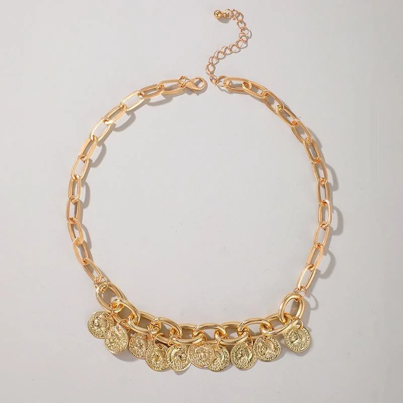Women plus size clothing Alloy Hollow Disc Hip Hop Necklace Wholesale Cheap Jewelry-Nordswear