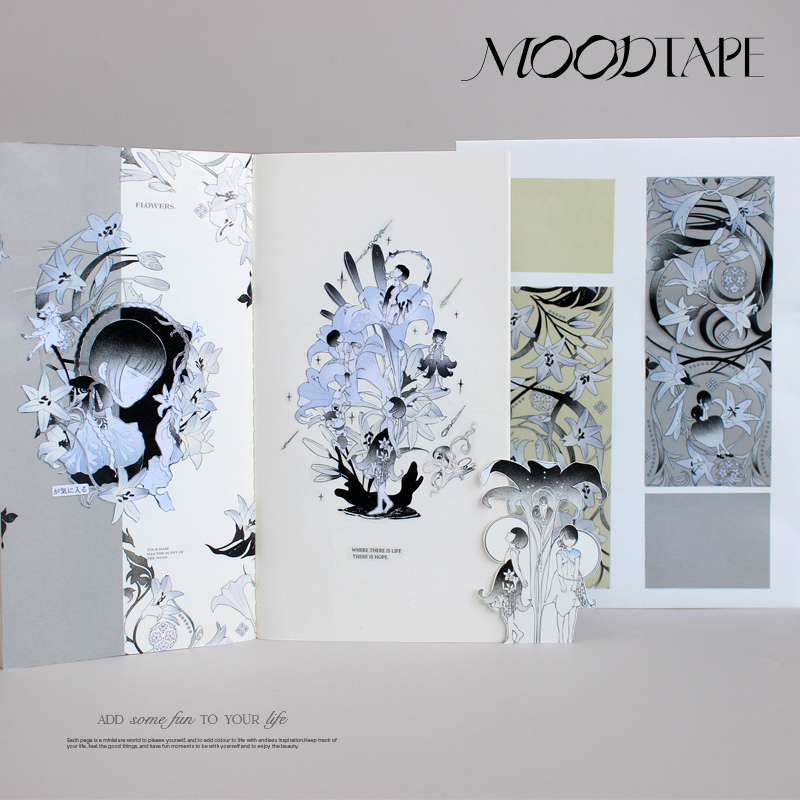 PET 테이프 - 500cm/1000cm 무드테이프 빈티지 백합꽃 캐릭터