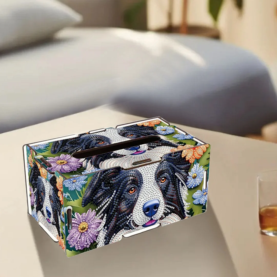 Wooden Diamond Painting Tissue Box for Home and Office Decoration(CZH011)