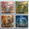 Apple Landscape Full 11CT 3 Strands DIY Stamped Cross Stitch Kits for Beginners Adults Home Wall Decor Cross Stitch Art and Crafts Kits 45x45cm tapestrymarket