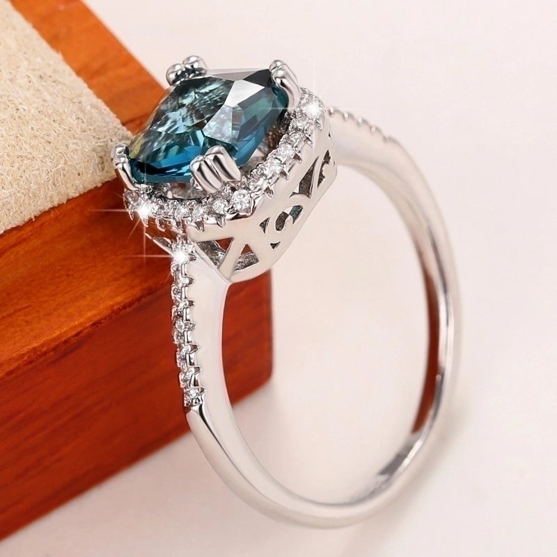 Shiny Square Copper Inlay Zircon Rings