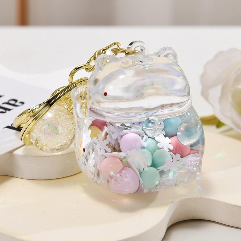 Cute Lucky Cat Arylic Unisex Bag Pendant Keychain
