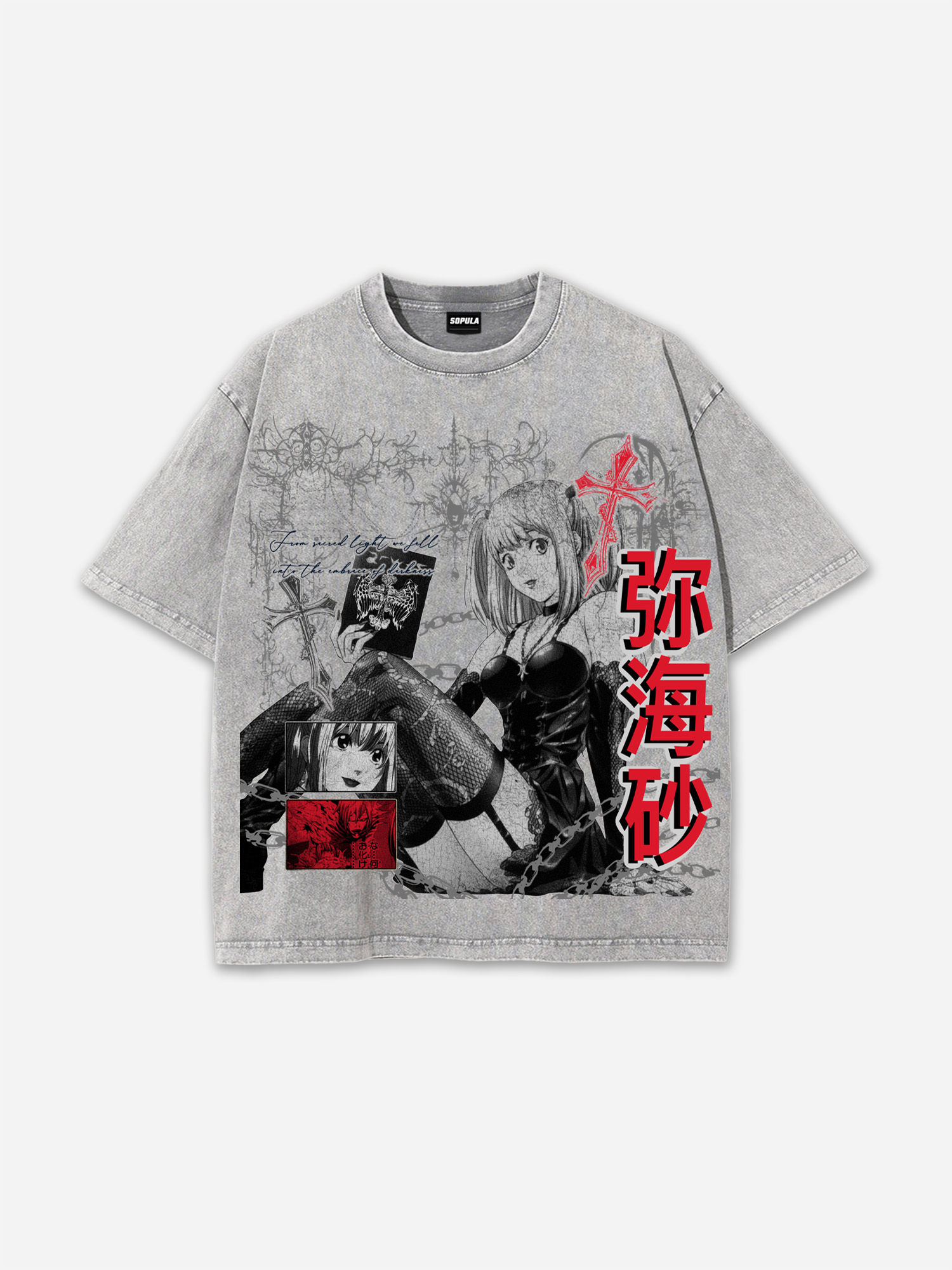 Death Note Misa Amane Dark Gothic Vintage Graphic Washed T-shirt