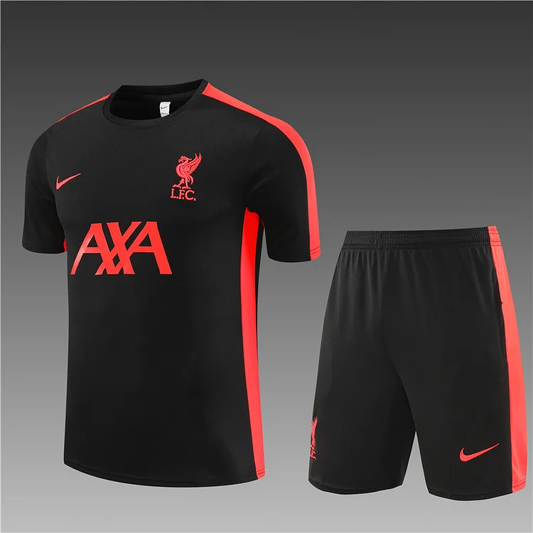 2023-24 Liverpool FC black and red short-sleeved training jersey