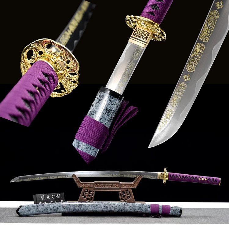 Marbling sheath Samurai sword,gold tsuba katana,Floral Silver Blade Japan handmade,katana swords,best long katana,anime katana,cosplay sword