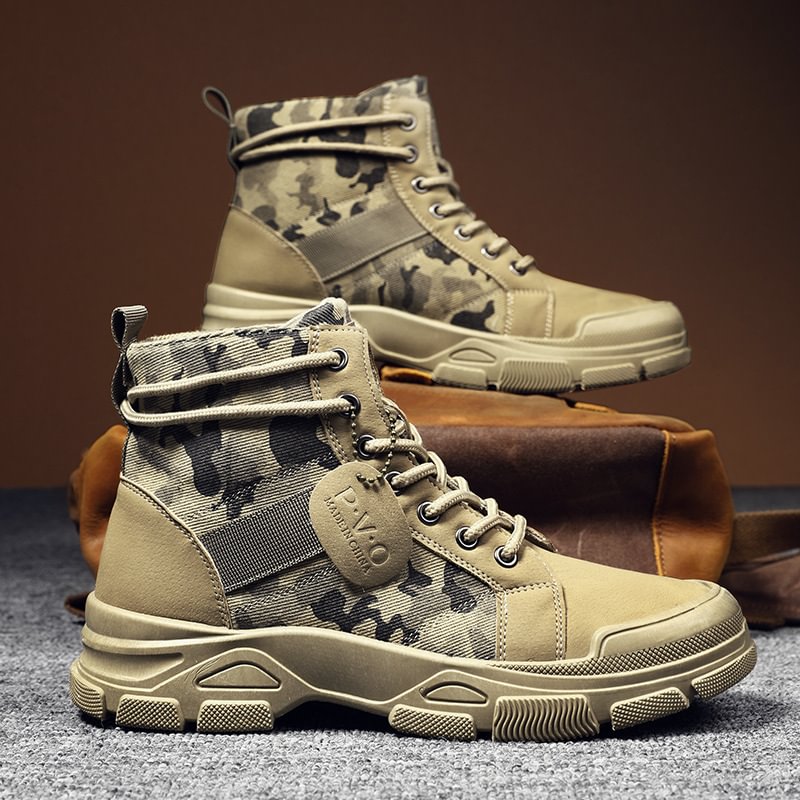 2022 new fashion men's retro camouflage boots casual martin boots