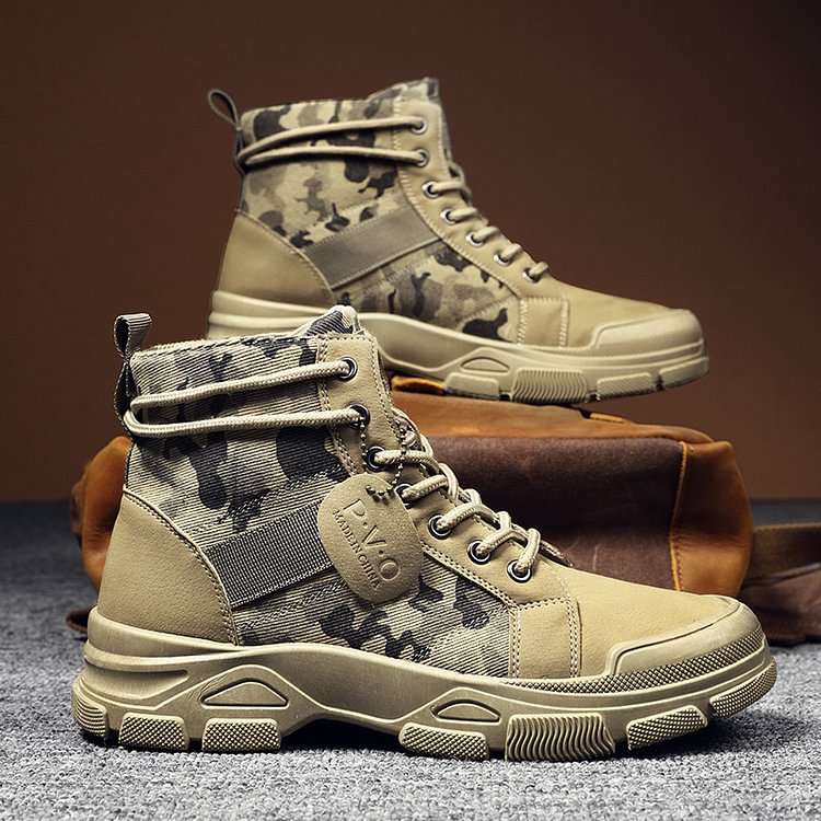 2022 new fashion men's retro camouflage boots casual martin boots