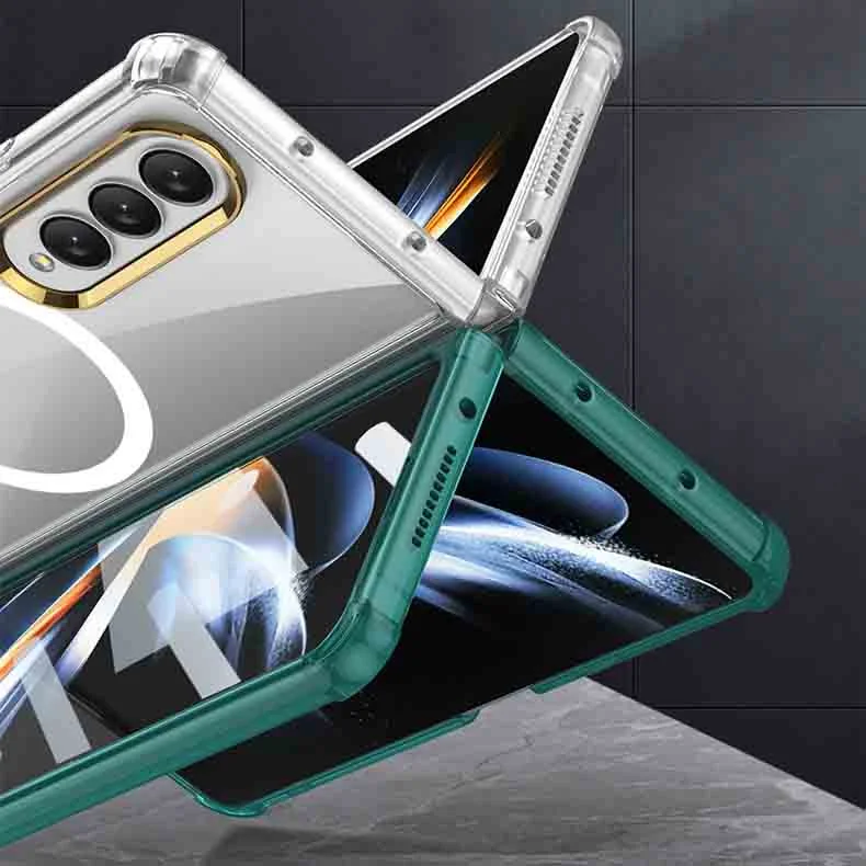 Suitable For Samsung ZFold4 Transparent Fall Proof Magsafe Magnetic Phone Case
