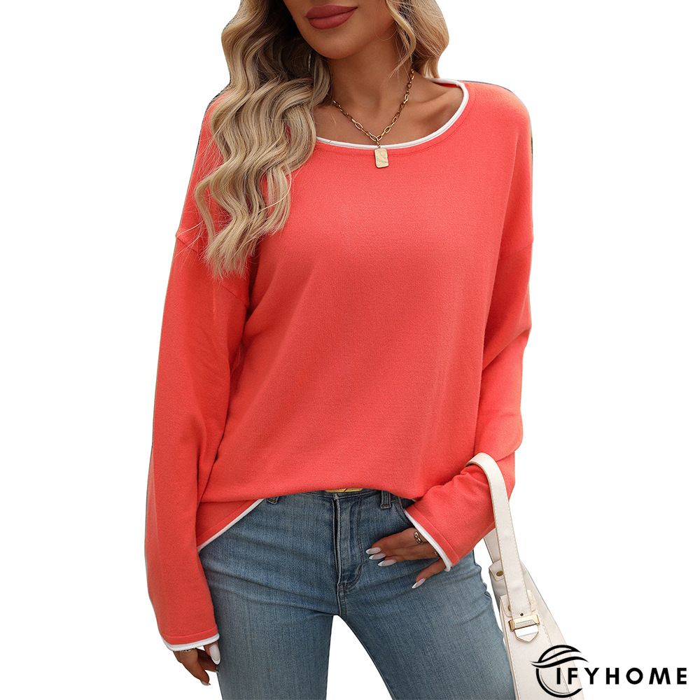 Women Plain Autumn Casual Jersey Pullover Standard Long sleeve Regular Regular T-shirt | IFYHOME