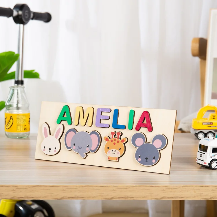 Rompecabezas/Puzzles para bebés animales personalizado con nombre juguetes de aprendizaje temprano