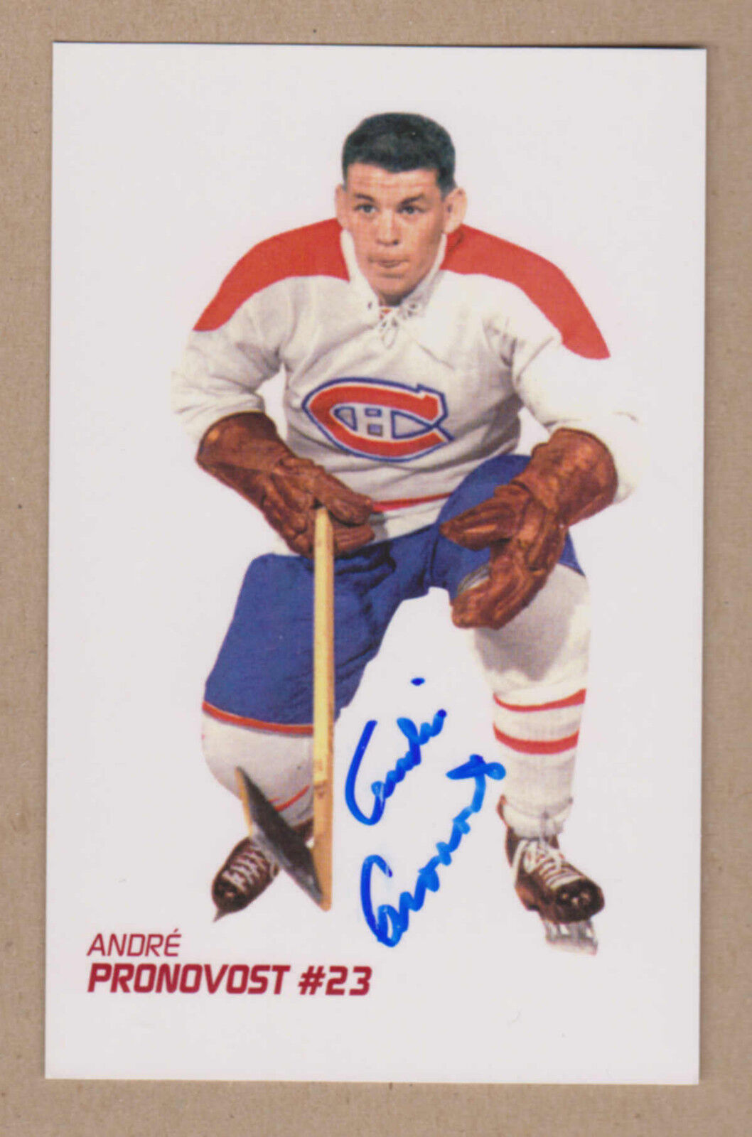 Andre Pronovost signed Molson's Montreal Canadiens Photo Poster painting postcard