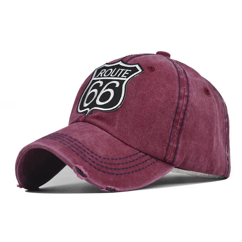 66 letter embroidered baseball cap washed and worn