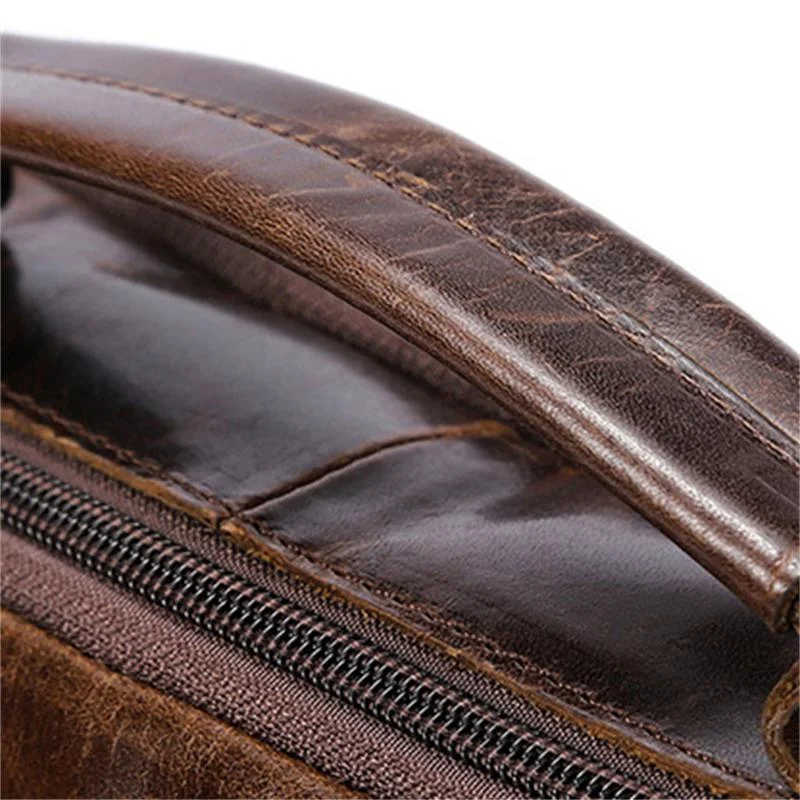 Vintage Men's Leather Crocodile Pattern Design Crossbody Bag Handbag