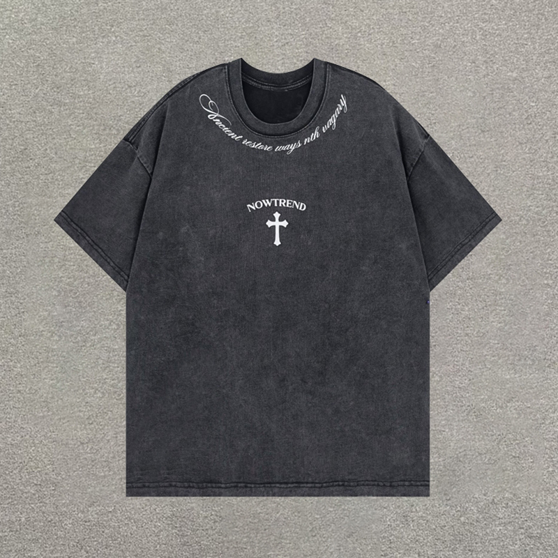 Sopula Retro Cross Washed Distressed Short Sleeved T-Shirt - SOPULA