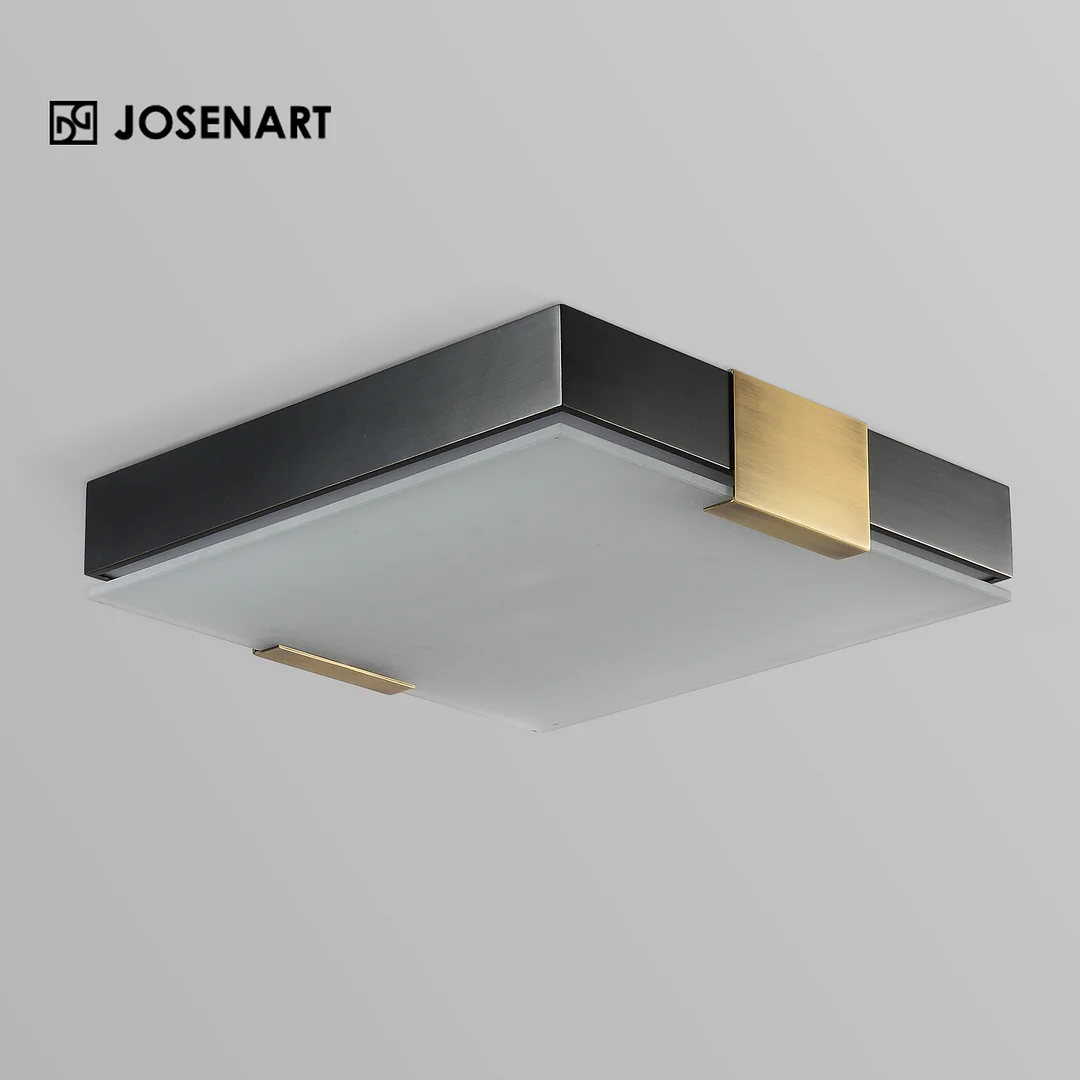 Modern Full Brass & Glass Flushmount Ceiling Lamp JOSENART Josenart