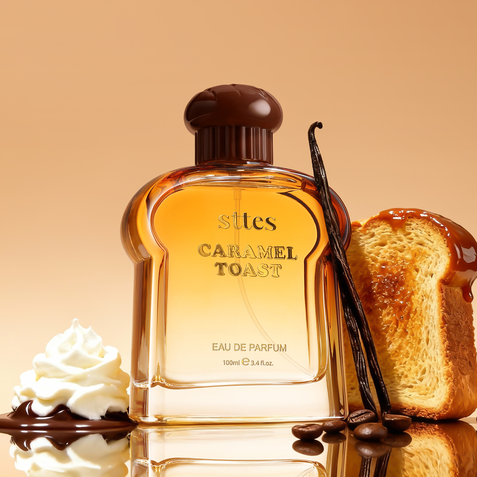 Sttes Caramel Toast Eau de Parfum 100ml &ndash; Sweet Caramel, Toasted Vanilla & Coffee Gourmand Perfume for Women, Long Lasting Warm Bakery Scent
