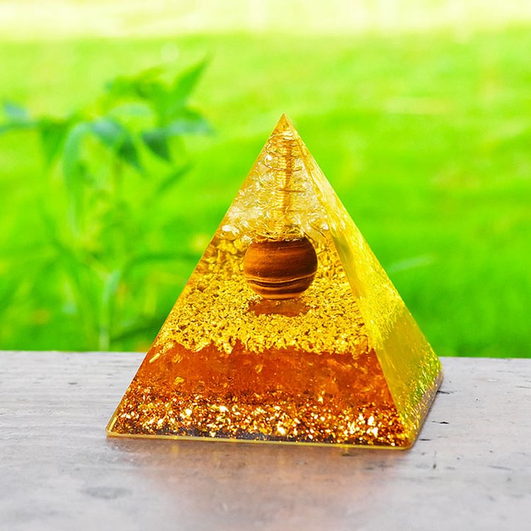 Citrine Clear Crystal Tiger Eye Orgone Pyramid