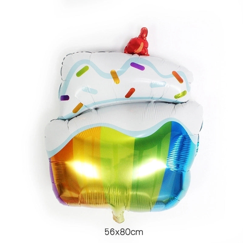 2 Pieces Birthday Cake Aluminum Film Party Balloon