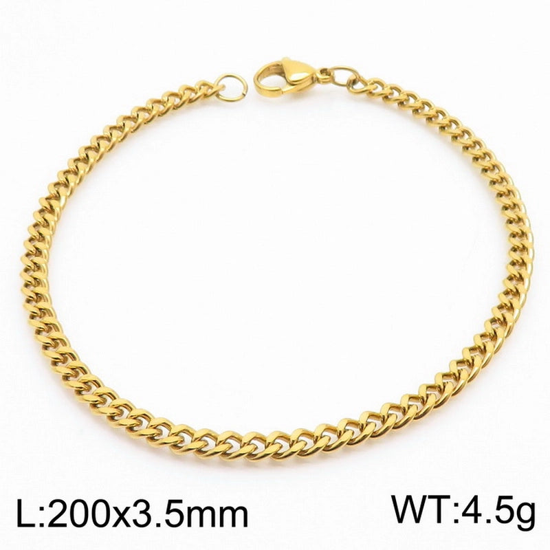Stainless Steel Personality Fashion Trend Simple Two-Side Grinding Cuban Link Chain Bracelet Accessories