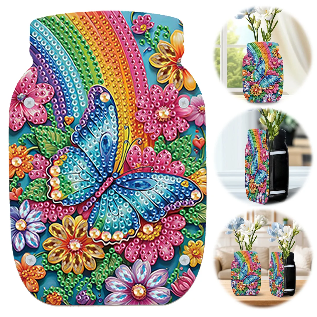 Butterfly Acrylic Double Sided Special Shape Diamond Painting Vase for Home